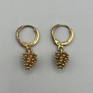 Mini Pinecone Drop Earrings Gold Tone Lever back Dangle Minimalist Jewelry